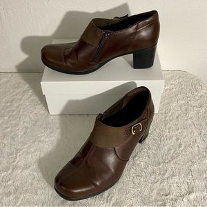 Clarks Scheme Aspire Brown Leather Shooties Ankle Boots Women’s Size 10M